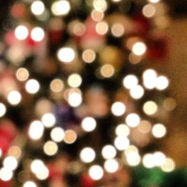 Christmas lights blur.