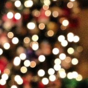 A blurry picture of Christmas lights.