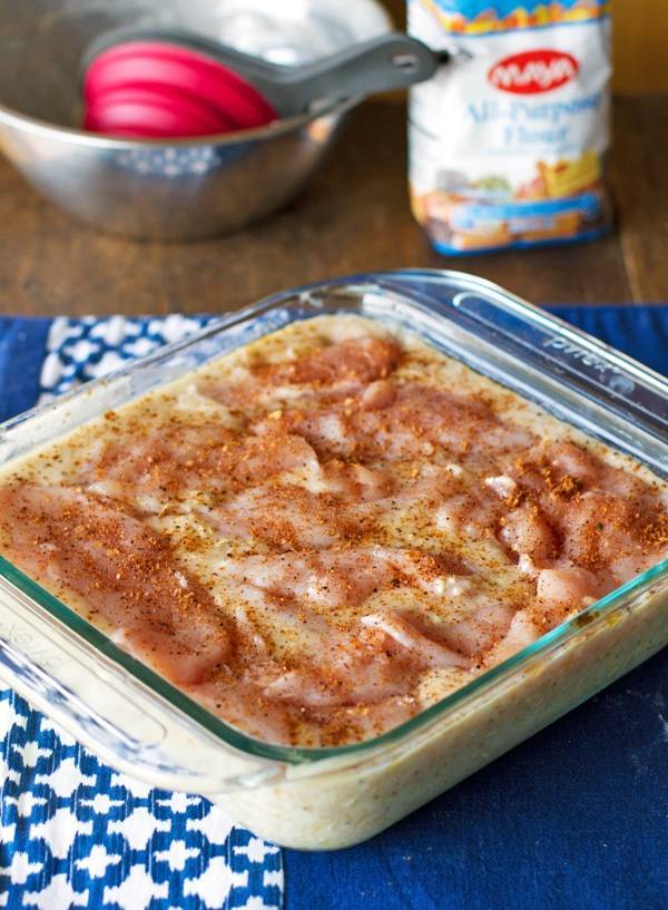 Chicken and rice casserole in a baking dish.