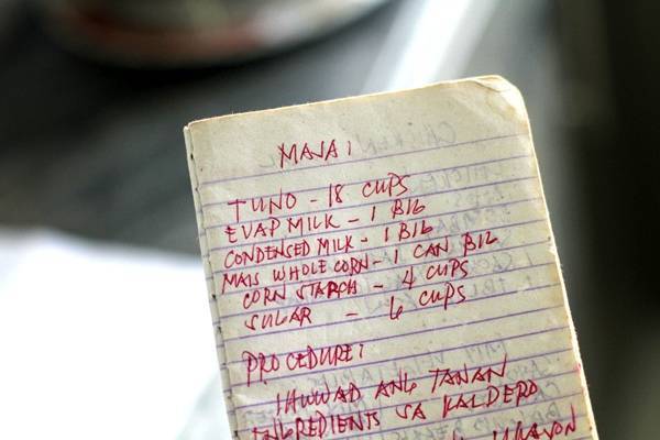 Maja recipe on a piece of paper.