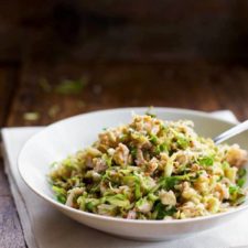 Chopped Brussels Sprout Salad with Chicken and Walnuts-image