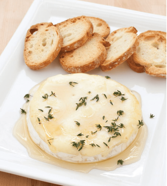 Melted Brie with Honey and Herbs.