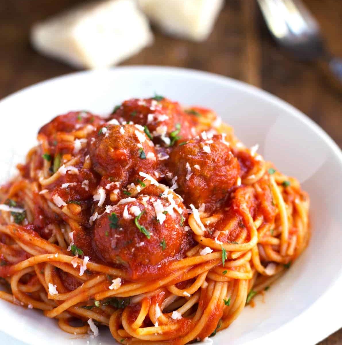 Skinny Spaghetti and Meatballs Recipe Pinch of Yum