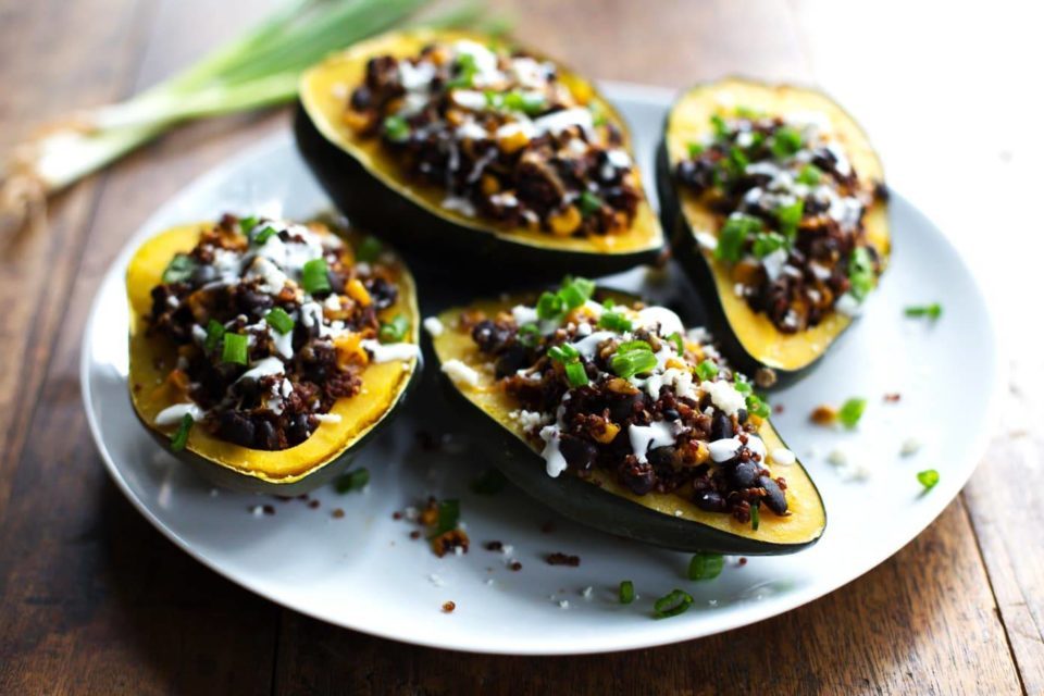 Mexican Roasted Corn and Quinoa Stuffed Squash Recipe Pinch of Yum