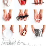 Hands holding household items that are good for food photography.