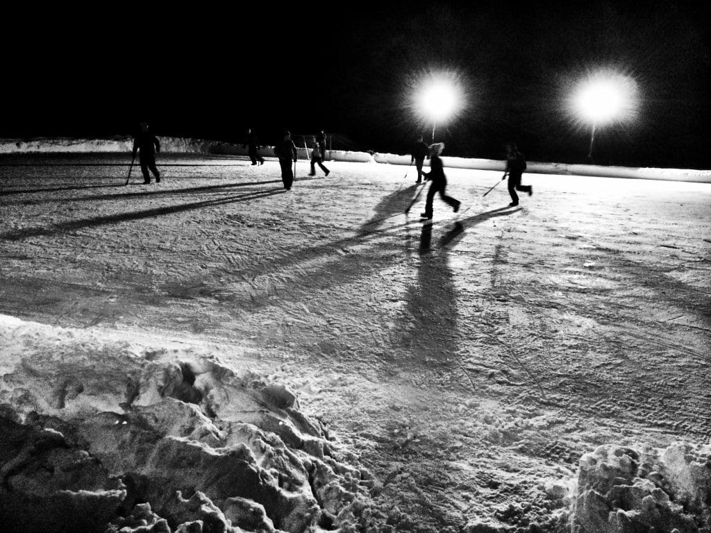 People ice skating.