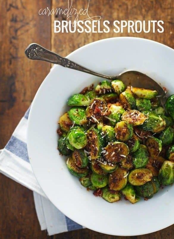 Simple Caramelized Brussels Sprouts - golden brown, just crispy enough, 20 minutes to make. | pinchofyum.com
