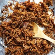 Super Easy Crockpot Shredded Pork - and a trick for getting those deliciously golden crispy bits! | pinchofyum.com
