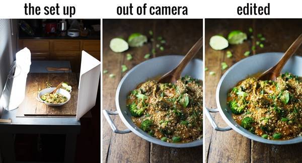 Set up of food photography.