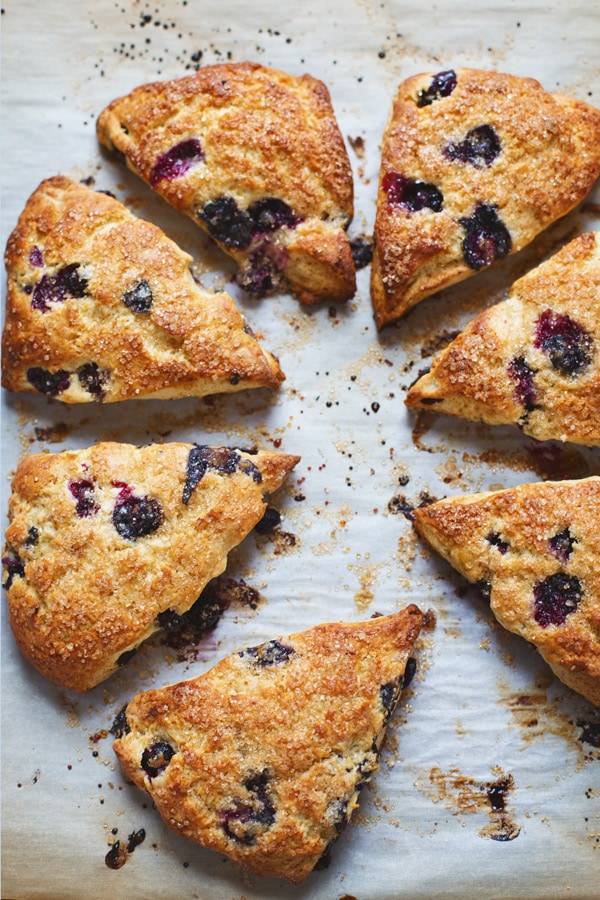 Blueberry Scones on a surface.