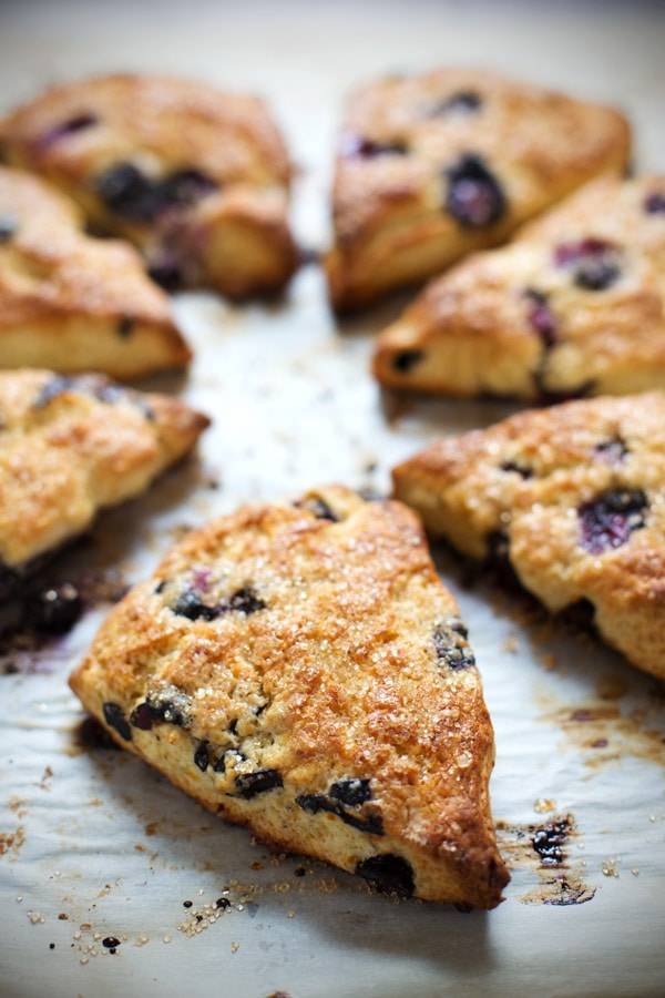 Blueberry Scones on a surface.