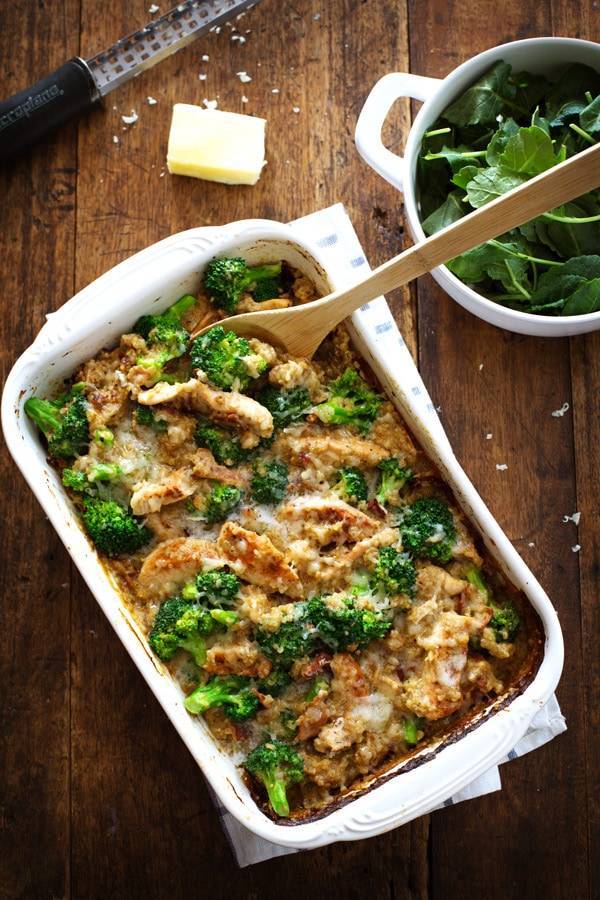 Chicken Quinoa and Broccoli Casserole with Spoon