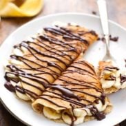 Almond Oat Banana Crepes - a few wholsome ingredients make this breakfast healthy, yummy, and so pretty. | pinchofyum.com