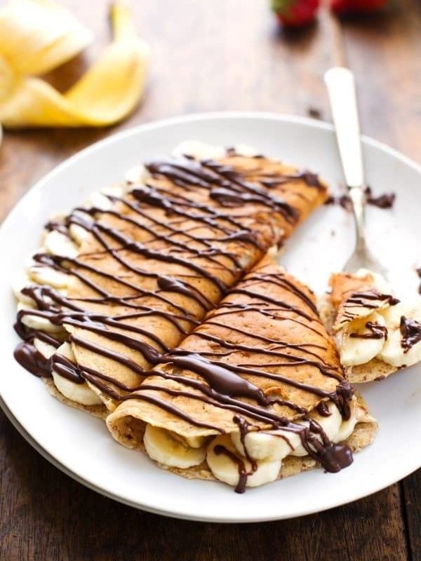 Almond Oat Banana Crepes - a few wholsome ingredients make this breakfast healthy, yummy, and so pretty. | pinchofyum.com