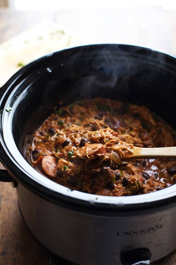 Creole Chicken and Sausage in a slowcooker.