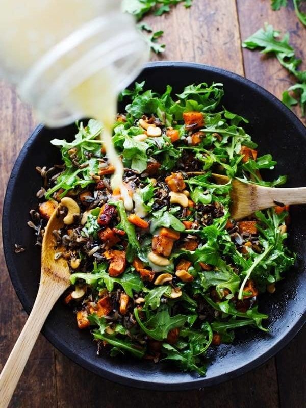 A picture of Roasted Sweet Potato, Wild Rice, and Arugula Salad