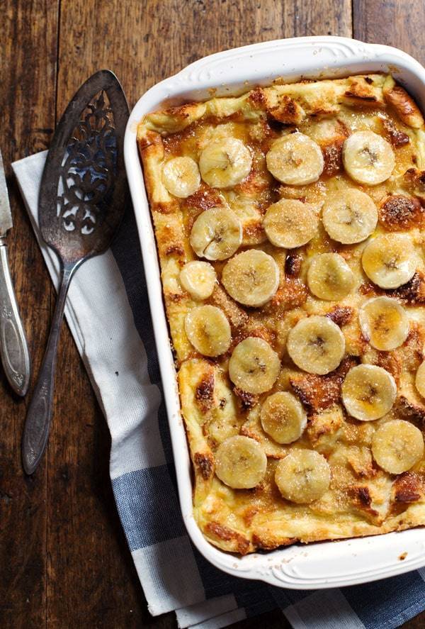 Coconut French Toast Bake with bananas.