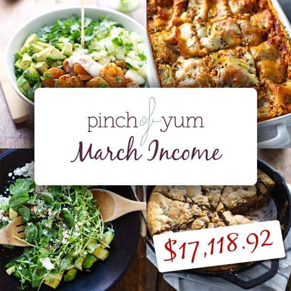 Blog Income and Traffic Report - March | pinchofyum.com