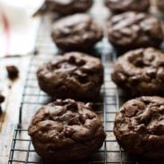 Thick and Fudgy Double Chocolate Cookies - so rich and decadent, it's like a cross between brownies, chocolate cake, and a big soft cookie. | pinchofyum.com