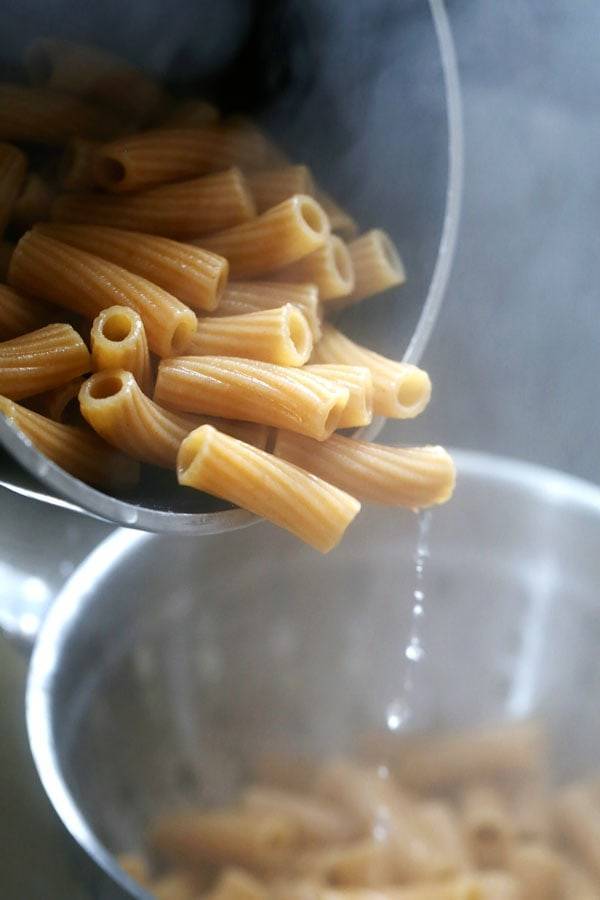 Pasta steaming.