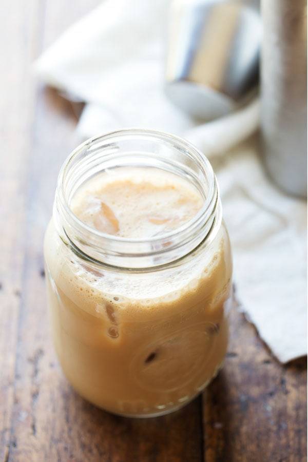 Milk and Honey Iced Coffee in a jar.