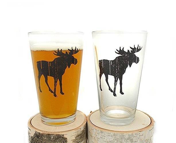 Beer glasses with moose.