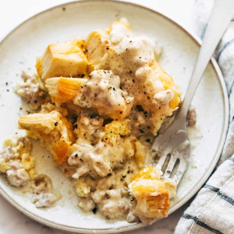 Biscuits and Gravy Egg Bake Recipe Pinch of Yum