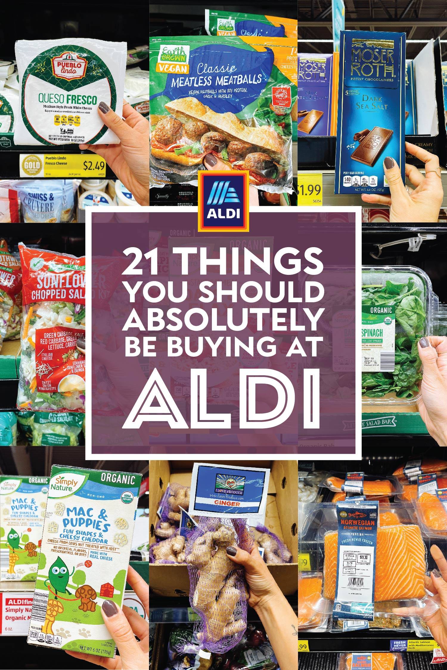 Collage of our favorite products at Aldi.
