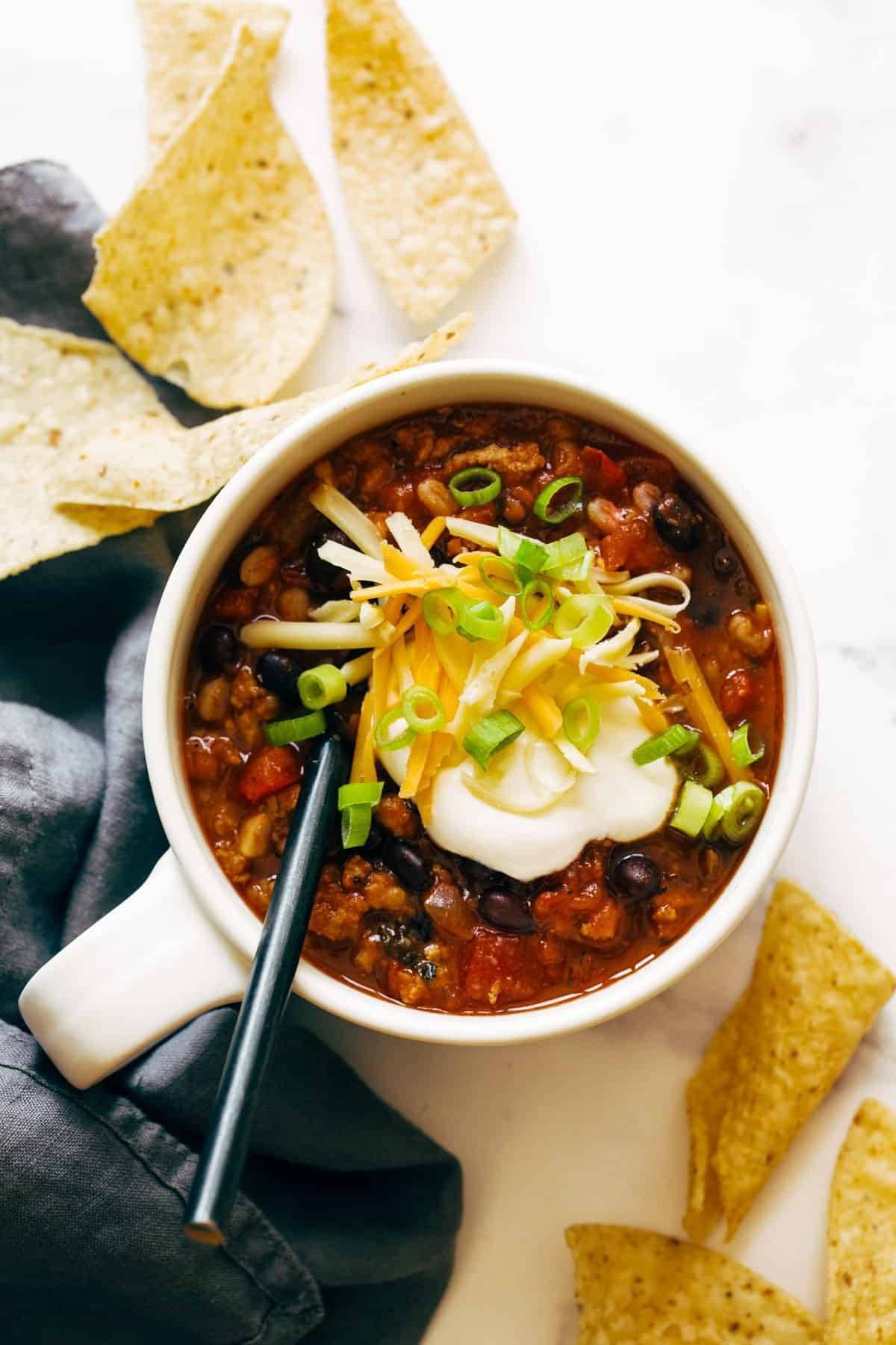 30 Minute Spicy Ancho Turkey Chili Recipe - Pinch of Yum