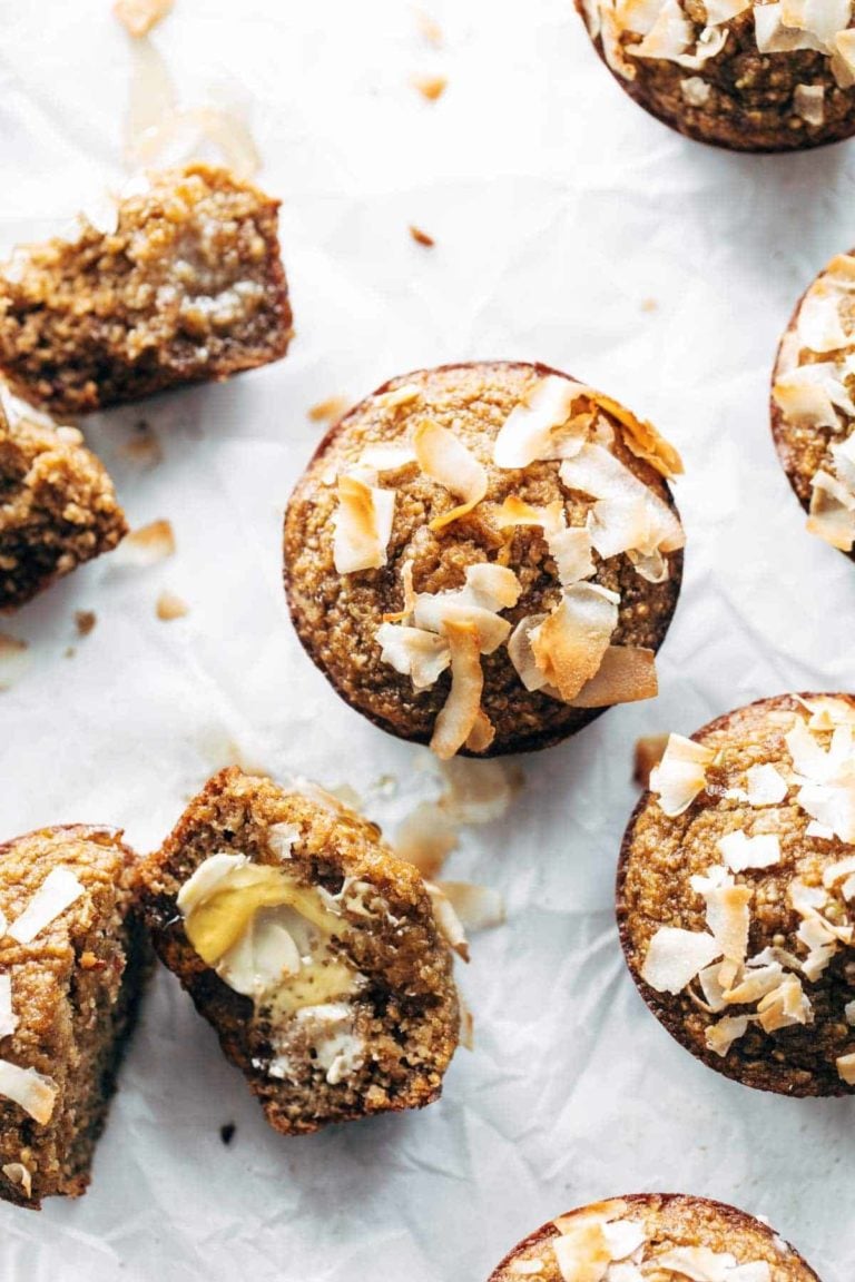 Toasted almonds on top of perfectly cooked muffins.