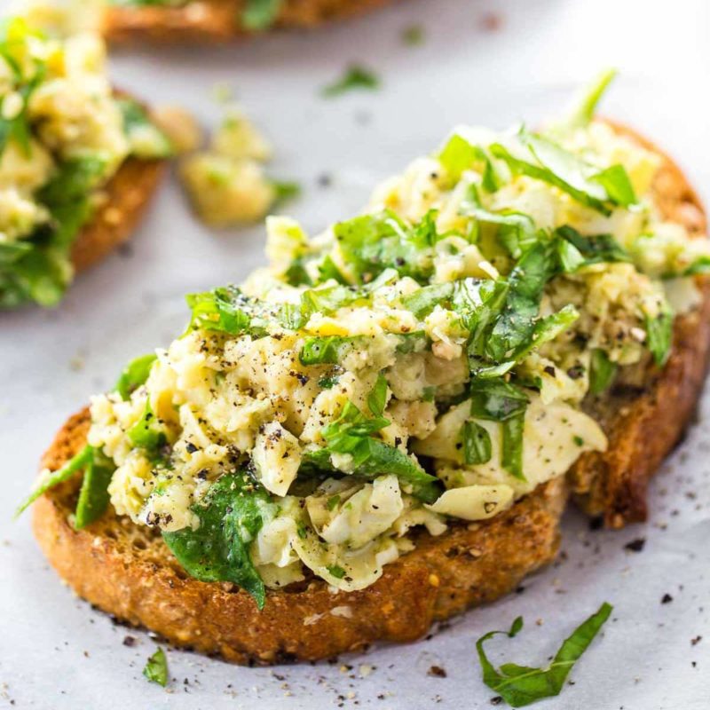 10 Minute White Bean Artichoke Basil Toasts Recipe Pinch of Yum