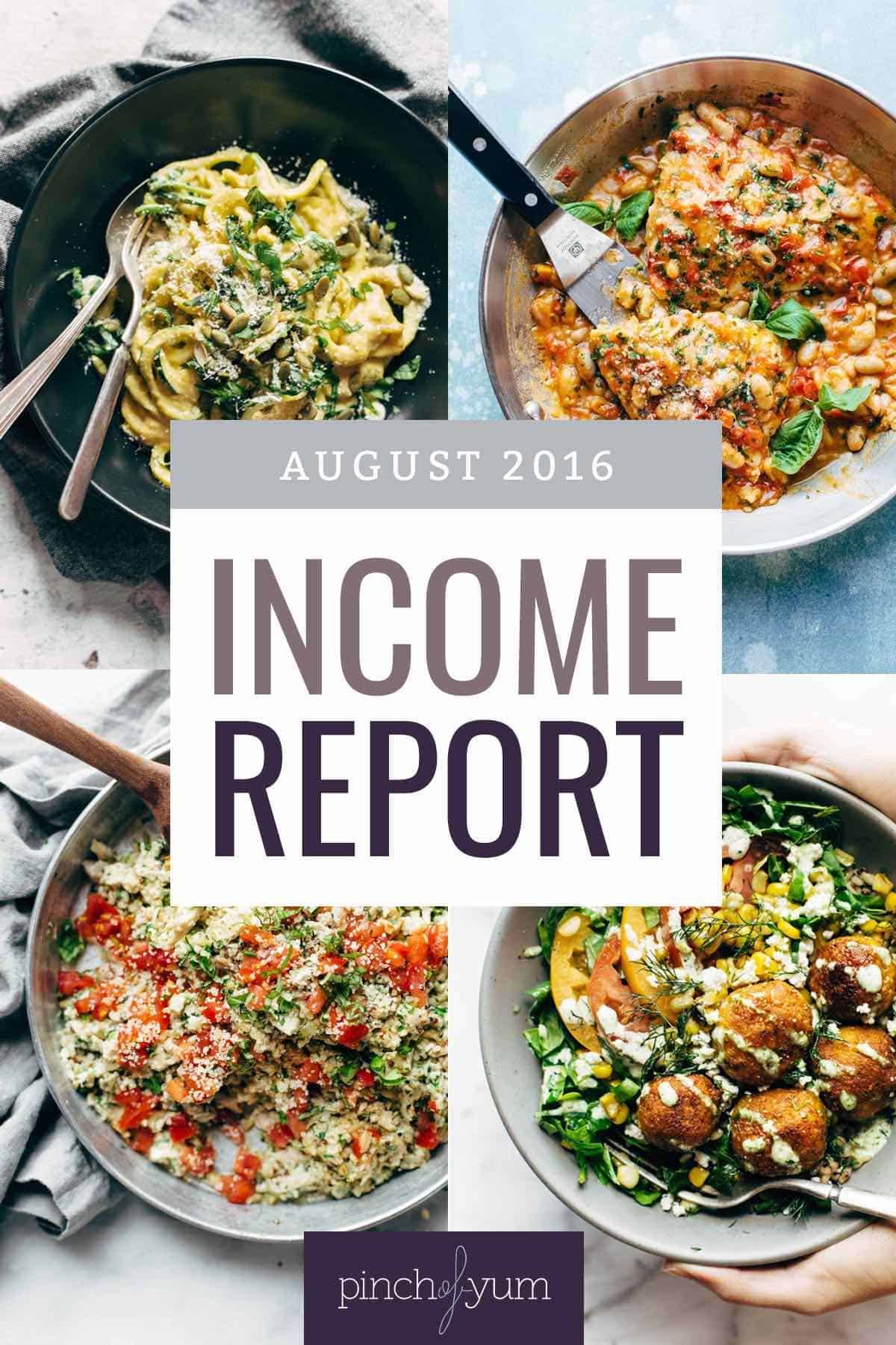 August Income Report collage images.