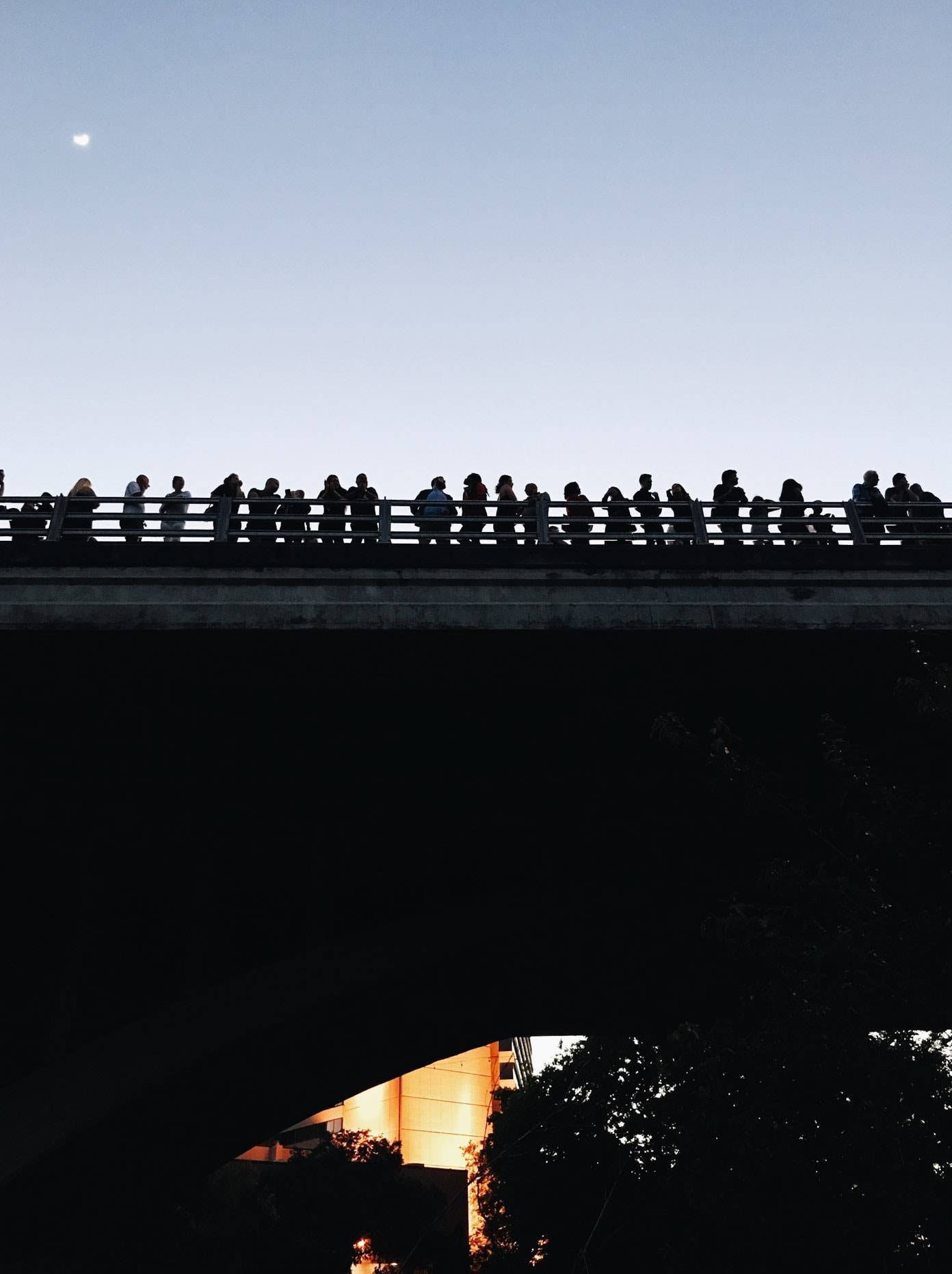 People on a bridge.