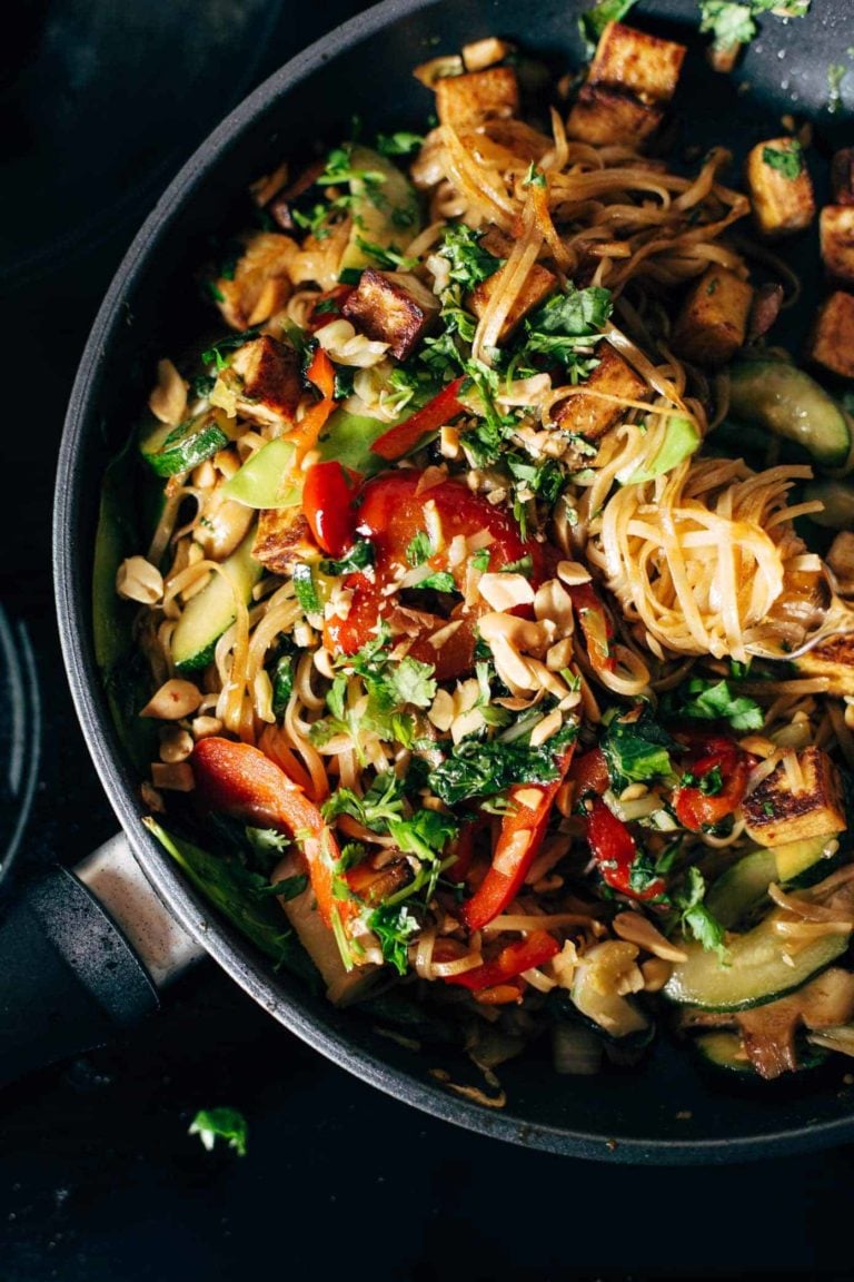 Stir Fry with Noodles in a pan.