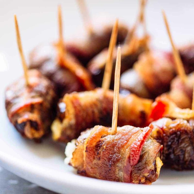 A picture of Bacon-Wrapped Dates with Goat Cheese