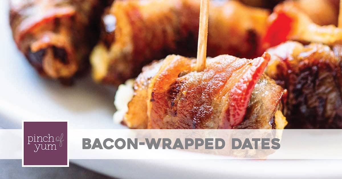 Bacon Wrapped Dates with Goat Cheese Recipe Pinch of Yum