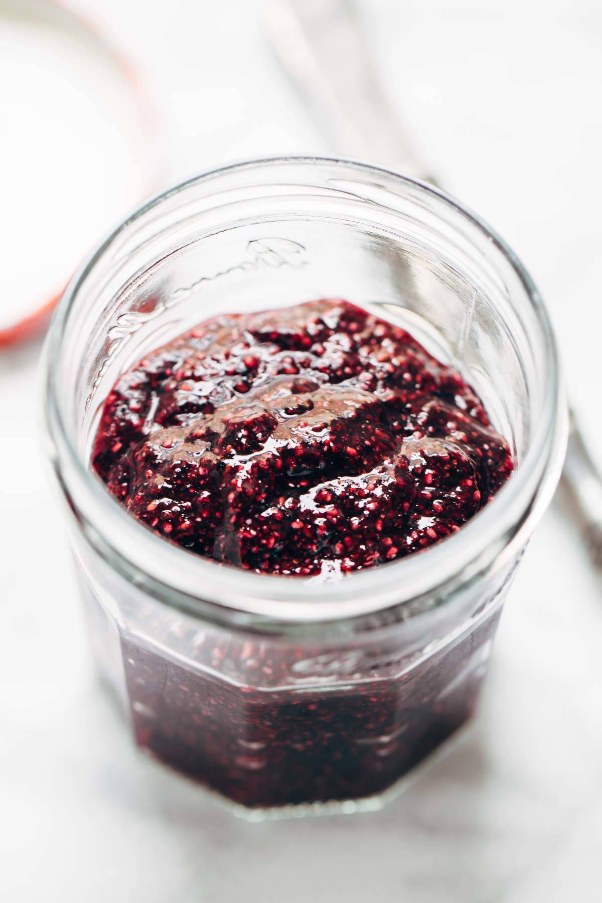Berry jam in a jar.