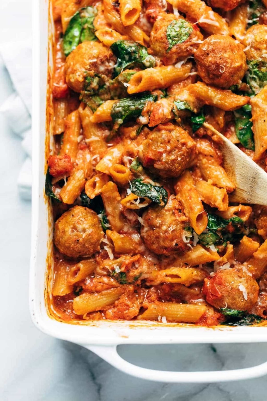 no-boil-baked-penne-with-meatballs-recipe-pinch-of-yum