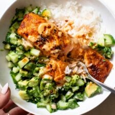 Bang Bang Salmon with Avocado Cucumber Salsa-image