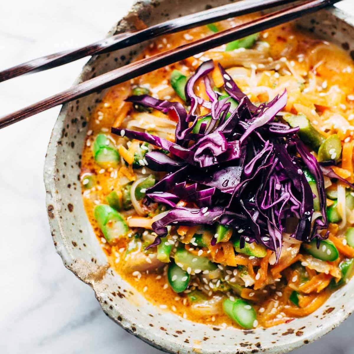 Coconut Curry Noodle Bowls Recipe Pinch Of Yum