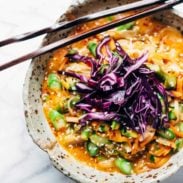 Bangkok Coconut Curry Noodle Bowl with chopsticks.