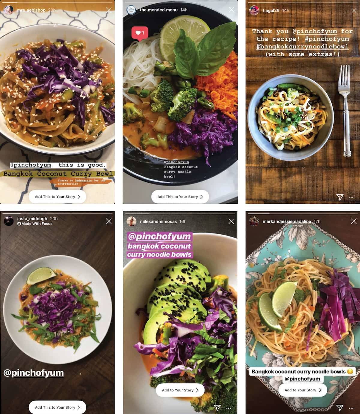 Instagram images of Bangkok Coconut Curry Noodles.