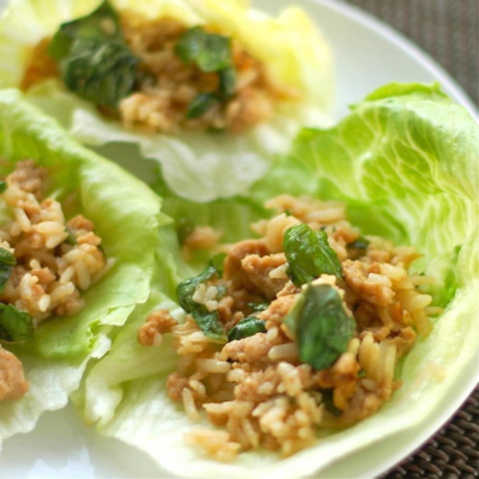 Basil Chicken Lettuce Wraps Recipe Pinch of Yum