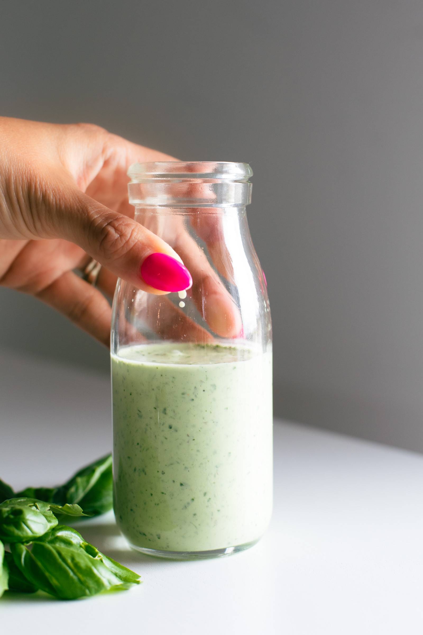 Basil sauce in a jar