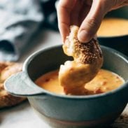 A picture of Beer Cheese Soup with Soft Pretzels