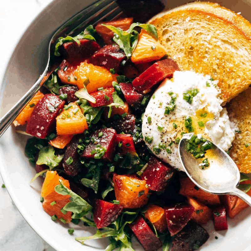 Beet and Burrata Salad with Fried Bread Recipe Pinch of Yum