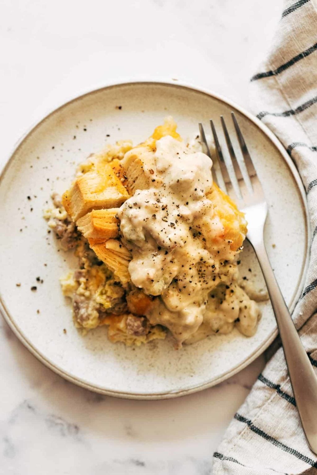 Biscuits and Gravy Egg Bake Recipe Pinch of Yum