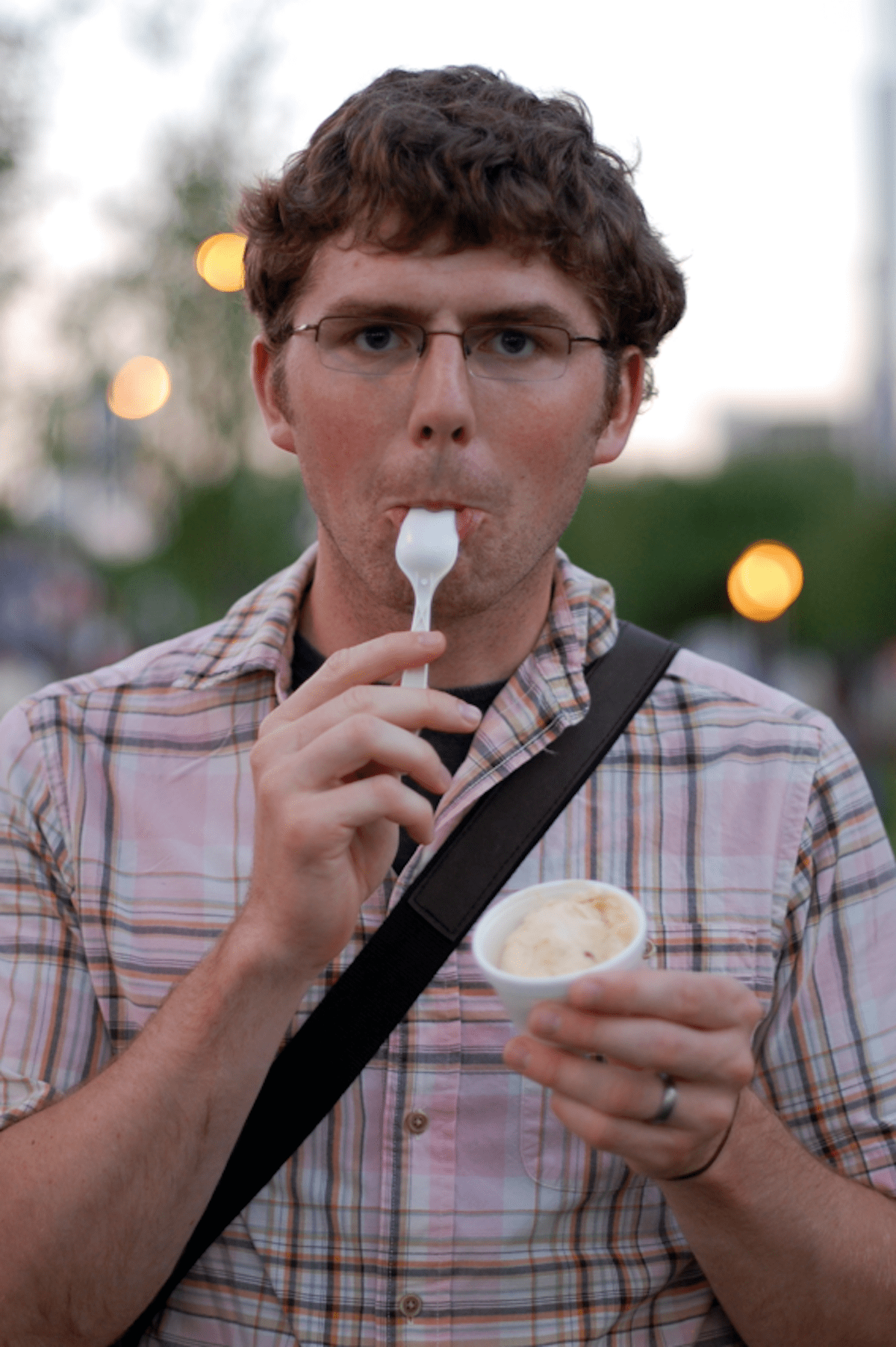 Man eating ice cream.