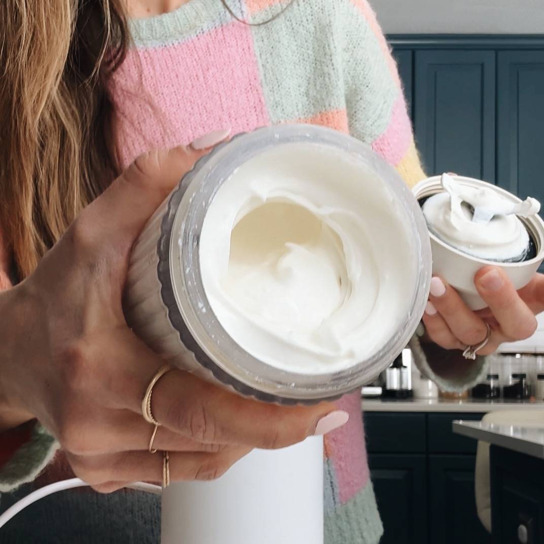 Cottage cheese blended in a blender until smooth.