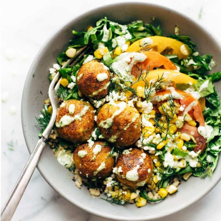 Summer Bliss Bowls with Sweet Potato Fritters and Jalapeño Ranch Recipe
